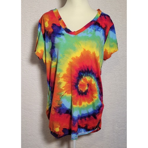 NYC Size 3X Shirt Top Tie Dye Tee Women's Short Sleeve 70s 80s Plus Size 0674 - Picture 1 of 6